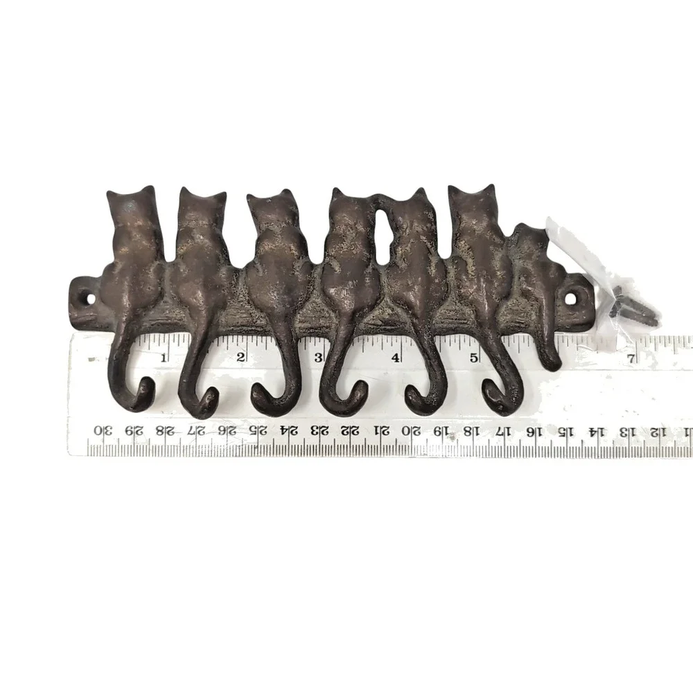 Metal Cat Kitten Tail Hook Jewelry Key Wall Hanger Bronze Finish with screws NEW